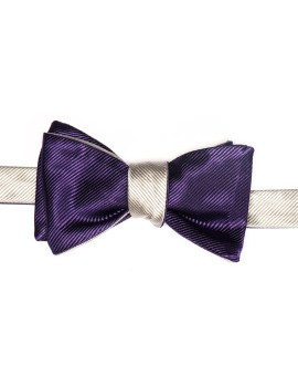 Silver/Purple Formal Reversible Bow Tie