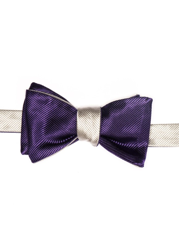 Silver/Purple Formal Reversible Bow Tie