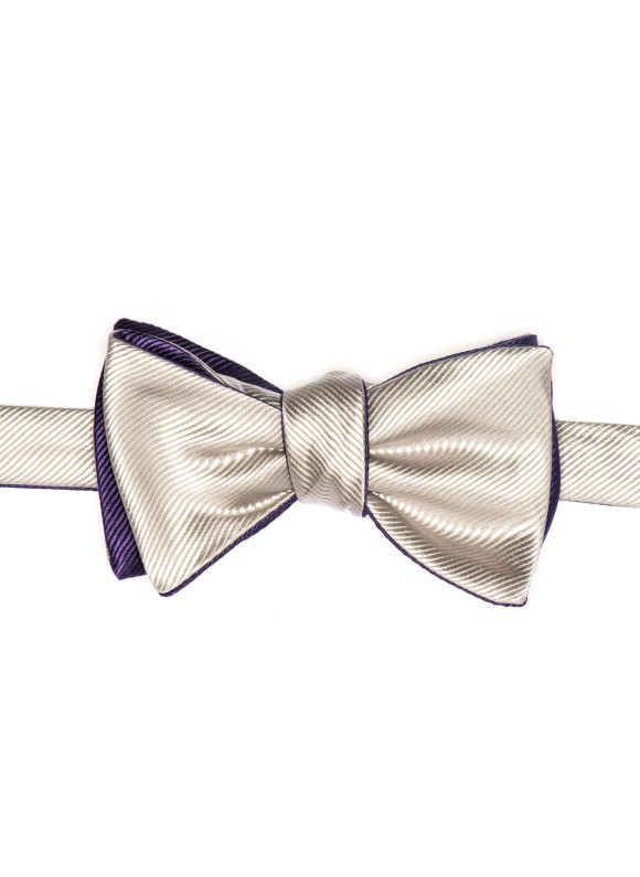 Silver/Purple Formal Reversible Bow Tie