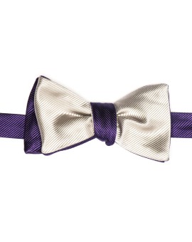 Silver/Purple Formal Reversible Bow Tie