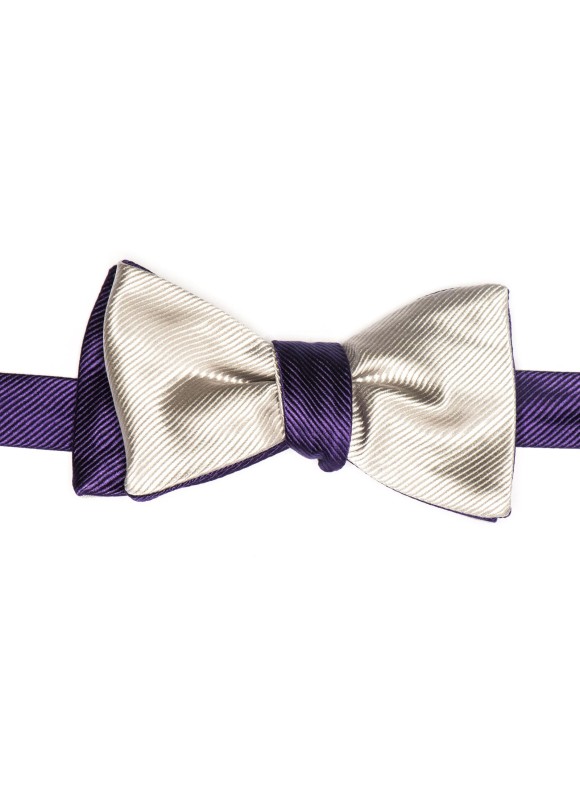 Silver/Purple Formal Reversible Bow Tie