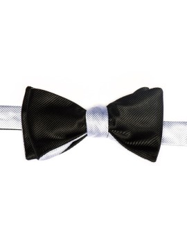 Black/Silver Formal Reversible Bow Tie