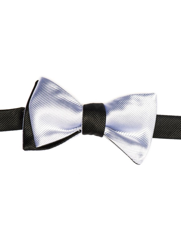 Black/Silver Formal Reversible Bow Tie