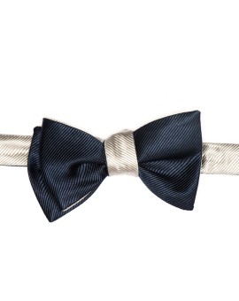 Navy/Silver Formal Reversible Bow Tie
