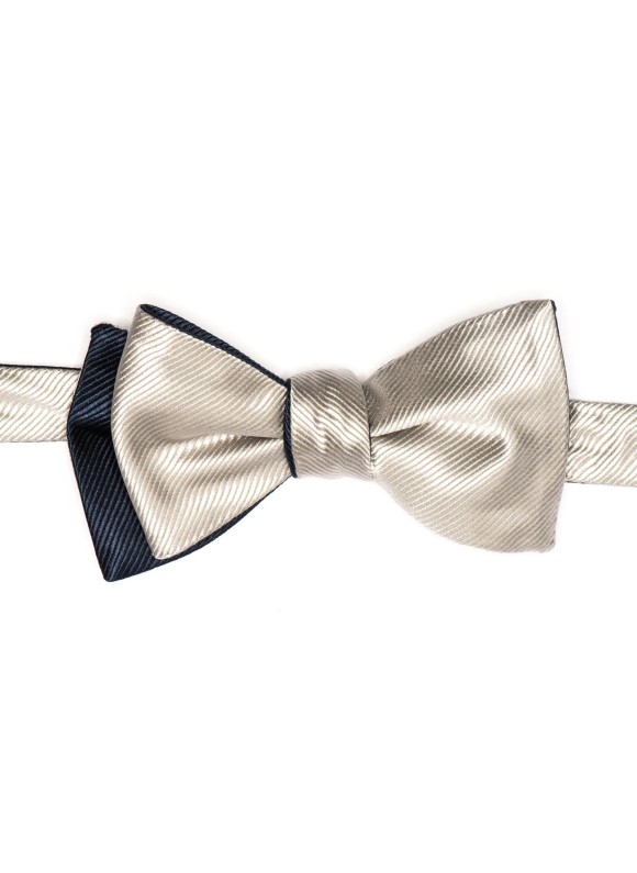 Navy/Silver Formal Reversible Bow Tie