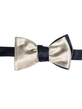 Navy/Silver Formal Reversible Bow Tie
