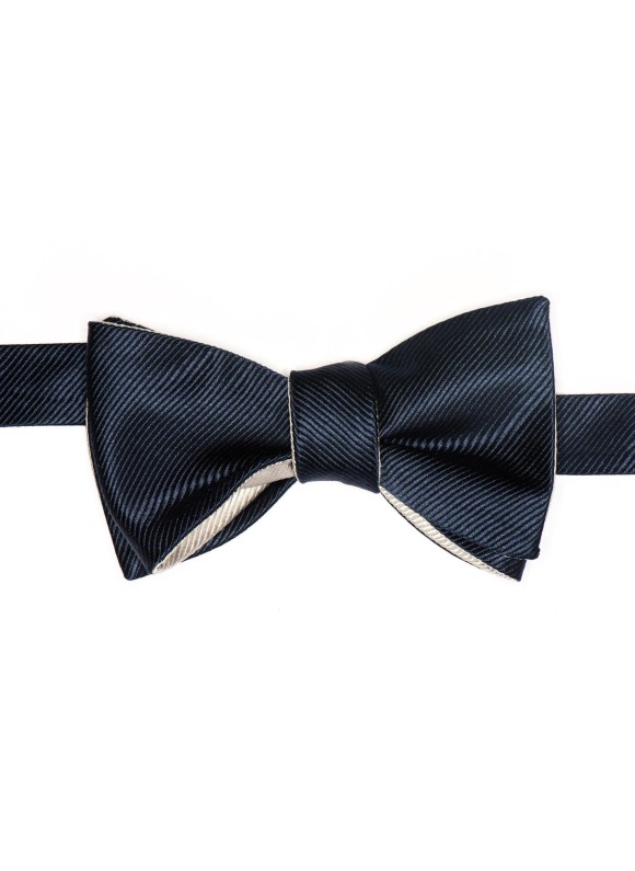 Navy/Silver Formal Reversible Bow Tie