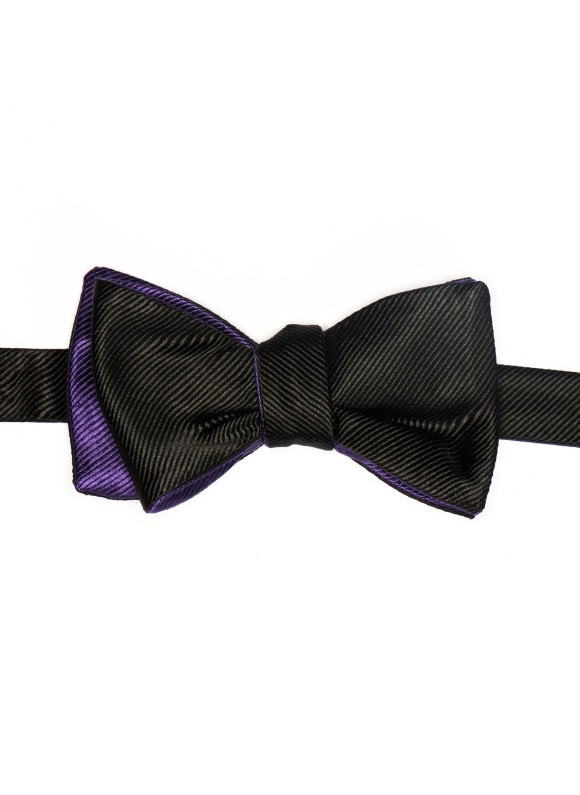 Purple/Black Formal Reversible Bow Tie