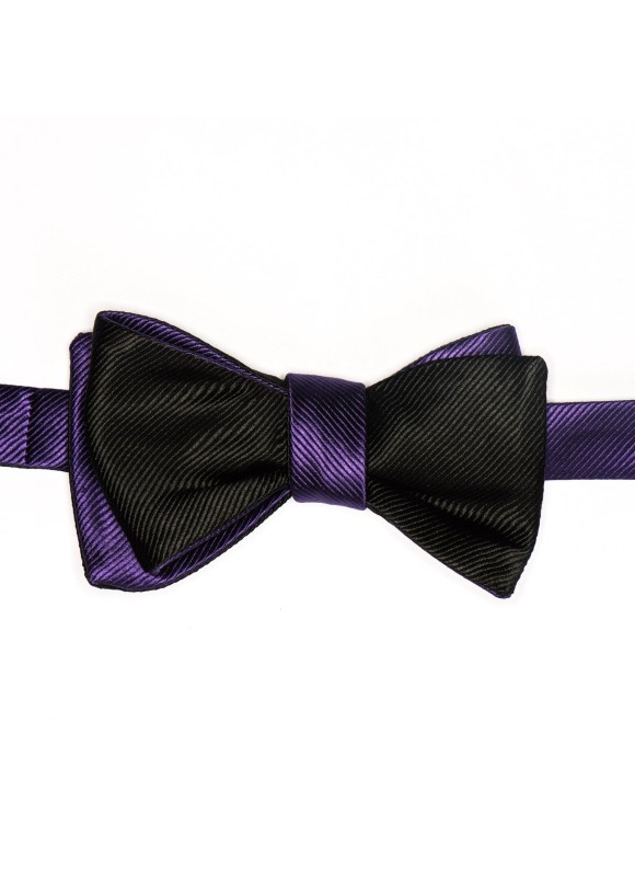 Purple/Black Formal Reversible Bow Tie