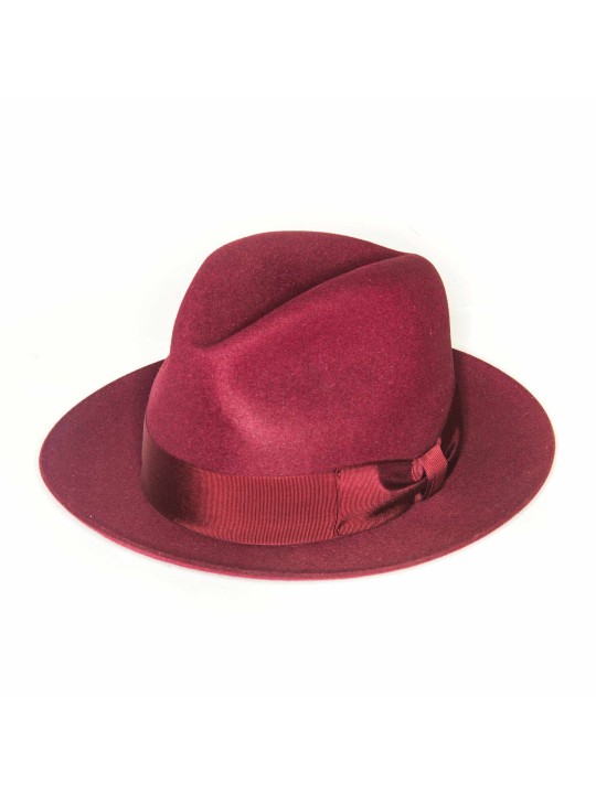 Burgundy Edward Armah Lapin Fur Felt Hat 