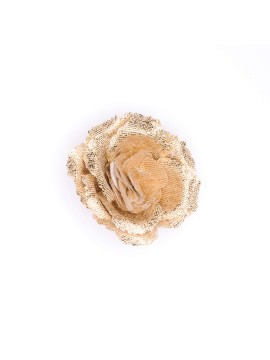 Shimmery Gold Rose Brocade Button Boutonniere/Lapel Flower 
