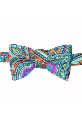 Orange Paisley/Neat Reversible Bow Tie  