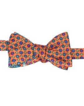 Orange Paisley/Neat Reversible Bow Tie 
