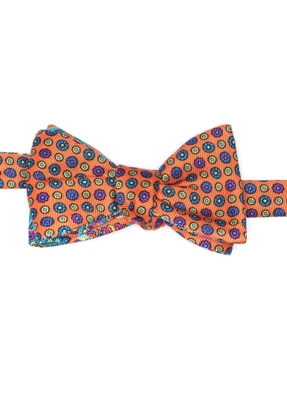 Orange Paisley/Neat Reversible Bow Tie 