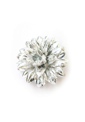 Silver Foil Corduroy Boutonniere 