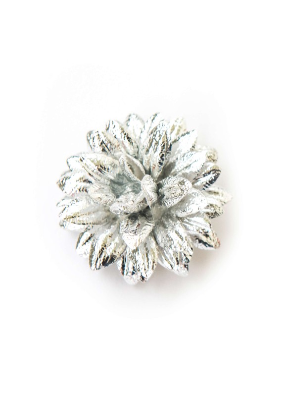 Silver Foil Corduroy Boutonniere